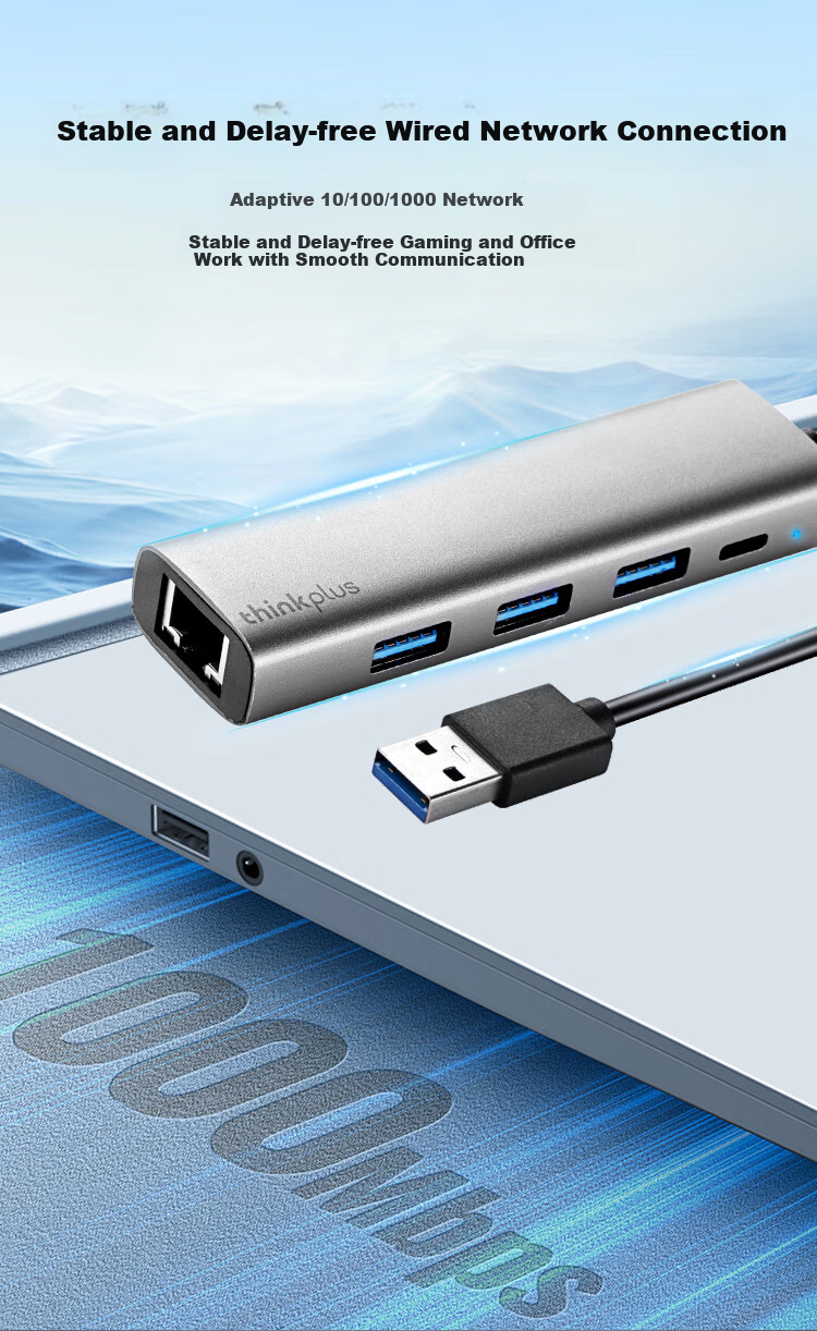 Адаптер-конвертер Lenovo ThinkPad USB в Ethernet RJ45 Gigabit, сетевой порт, USB-хаб, разветвитель, док-станция для ноутбука, удлинительный кабель LRA3