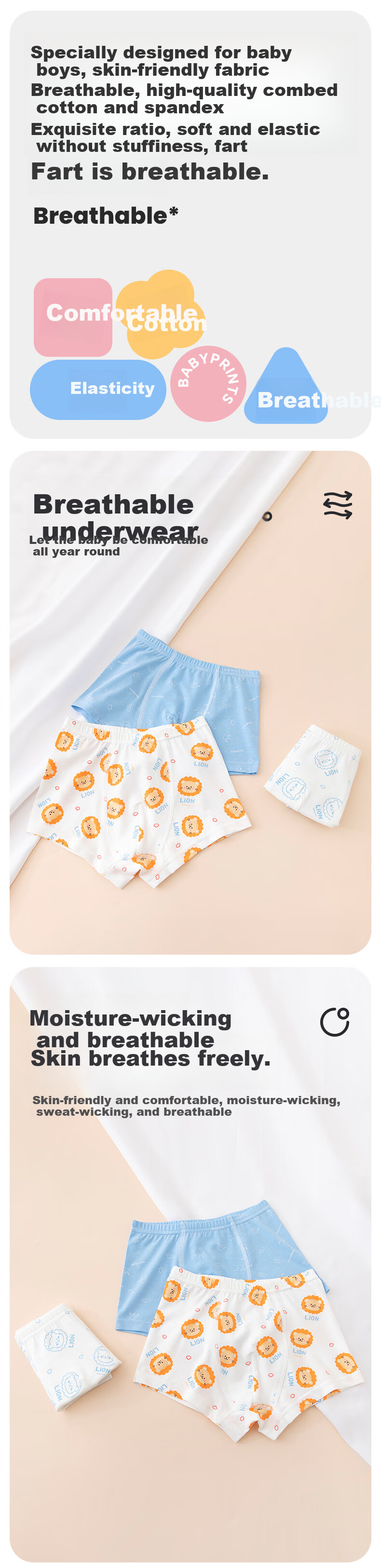Комплект детских трусов-боксеров Babyprints, 3 шт., хлопковые, для мальчиков, размер 150