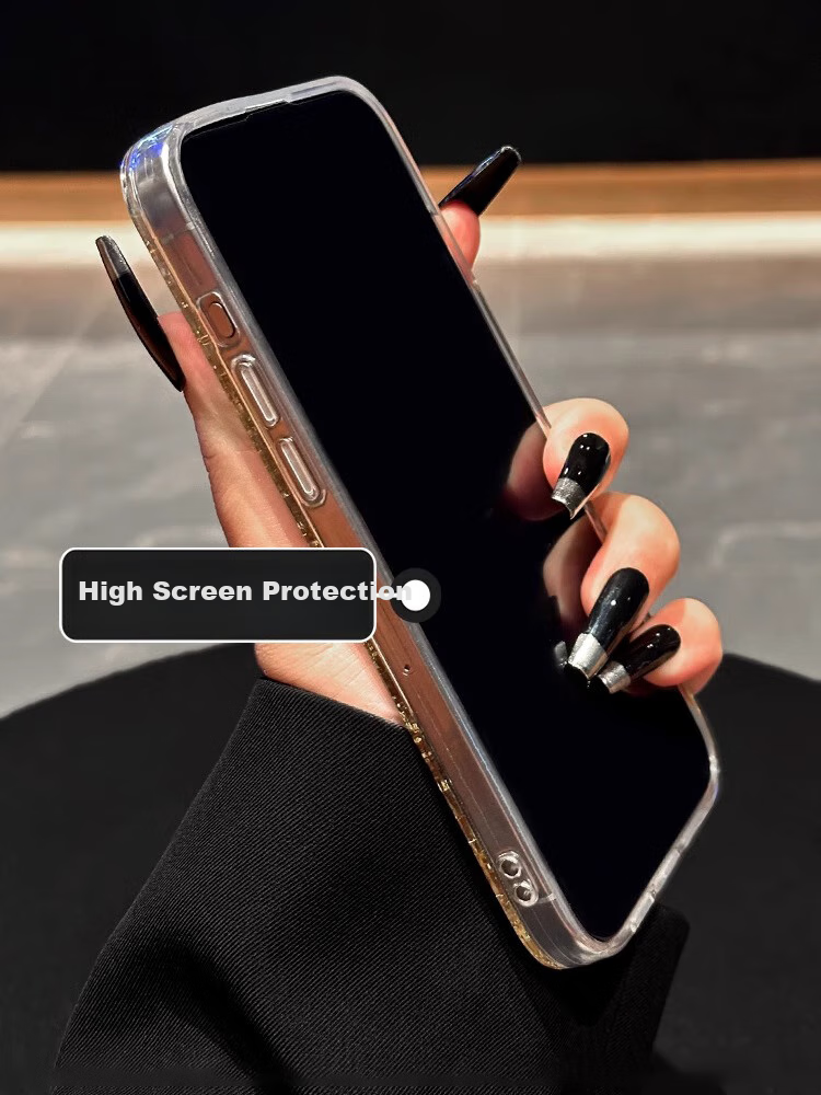 Чехол ZHIWEISHI для Apple iPhone 16 Pro Max, противоударный силиконовый прозрачный с золотой фольгой, новое издание к Новому году
