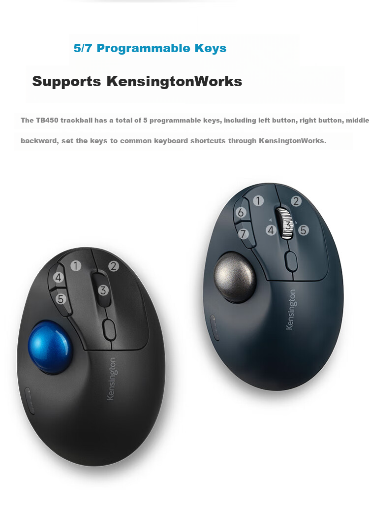 Вертикальный трекбол Kensington Pro Fit TB450, эргономичная Bluetooth мышь с двойным режимом для домашнего офиса, дизайнеров, САПР, графического дизайна, K72194