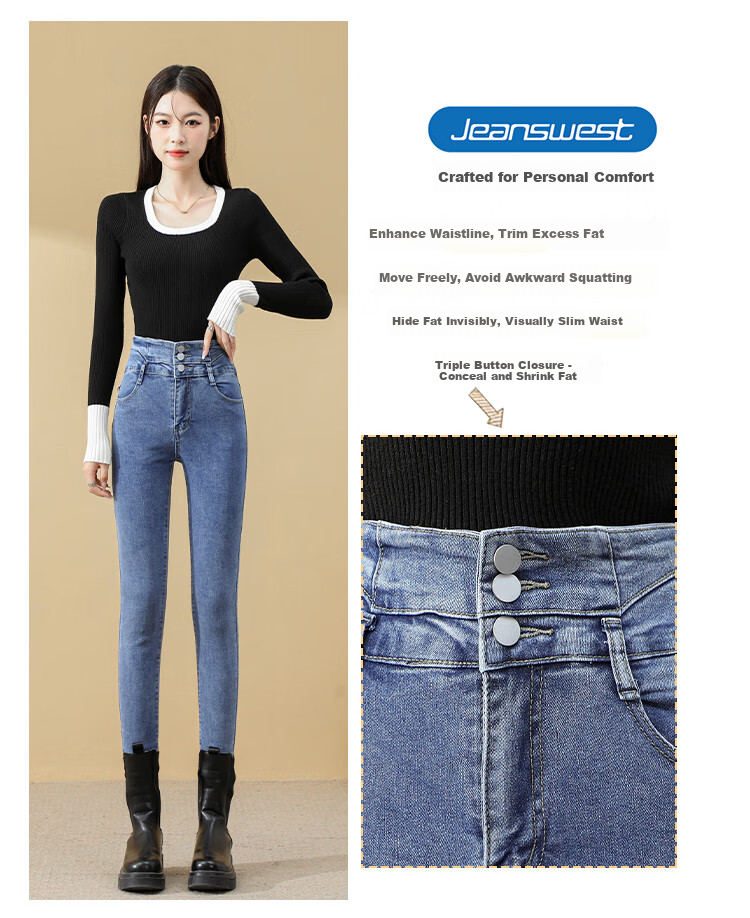 Джинсы Jeanswest женские, зимние, утепленные флисом, с высокой талией, зауженные, размер 31, дымчато-серые