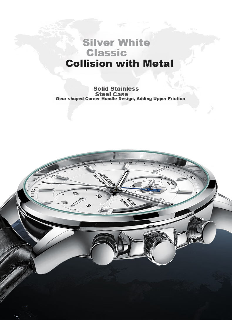 LOUIE JUELEN Swiss Certified Мужские часы, полностью автоматические механические/кварцевые, деловые, высококачественные, наручные часы для студентов, подарок для парня