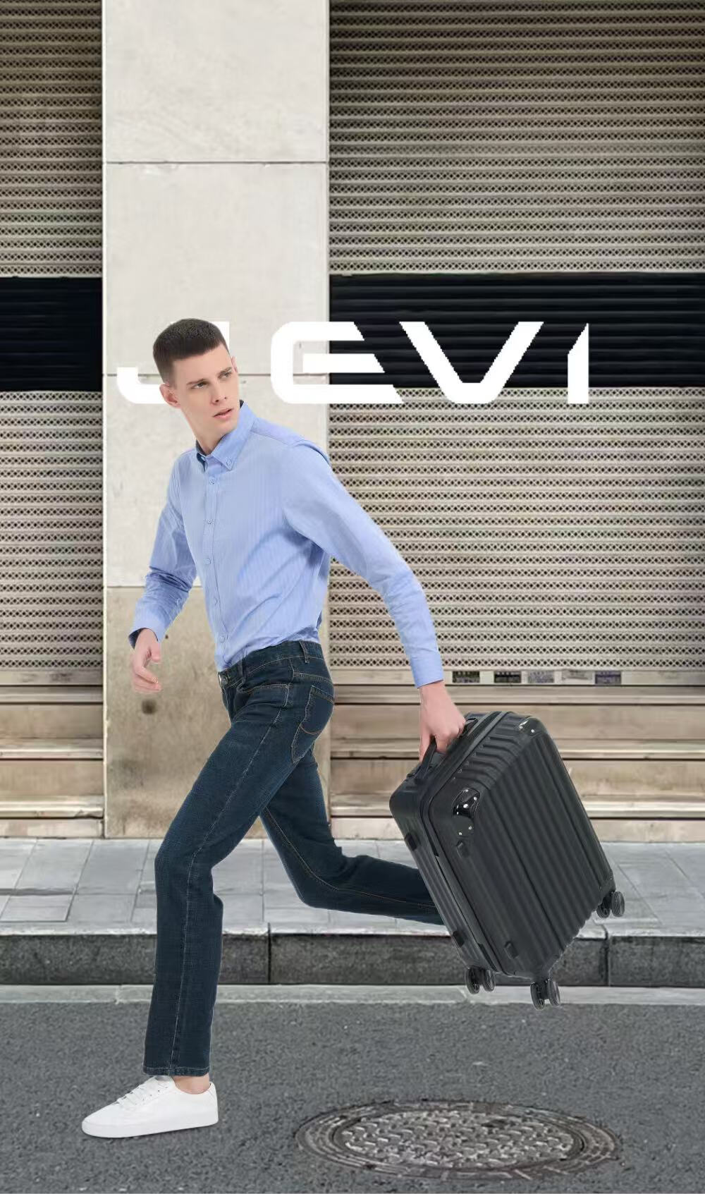 Чемодан JEVI, 20 дюймов, ABS-пластик, черный