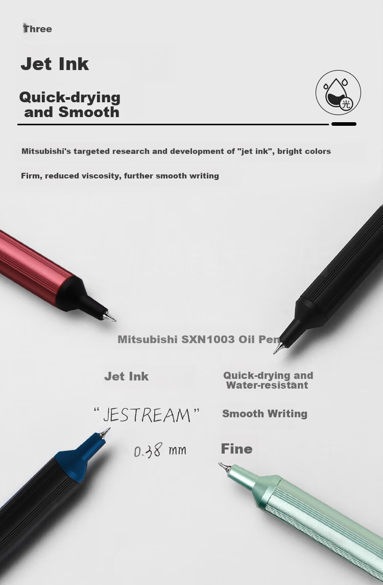 Шариковая ручка Uni Mitsubishi (Uni) SXN-1003-38, 0.38 мм, синий корпус, черный стержень, для офиса и бизнеса