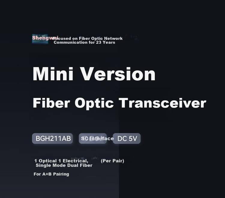 Оптический трансивер Shengwei BGH211AB Gigabit, одномодовый, двухволоконный, конвертер, 1 свет 1 электричество, SC интерфейс 20 км, пара