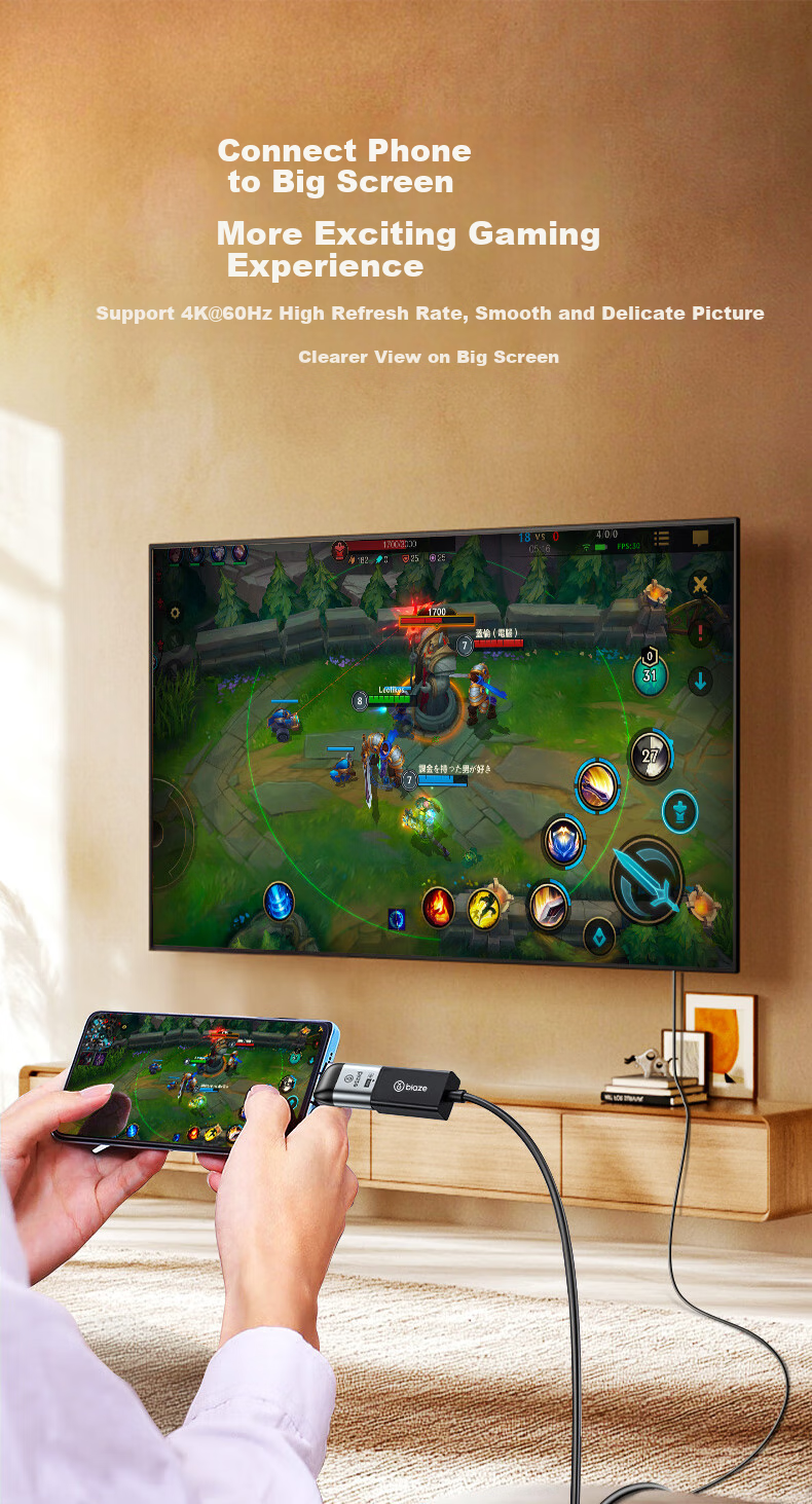 Переходник BIAZE Type-C на HDMI, 4K 60Hz, для Huawei, Apple Mac, подключение к телевизору