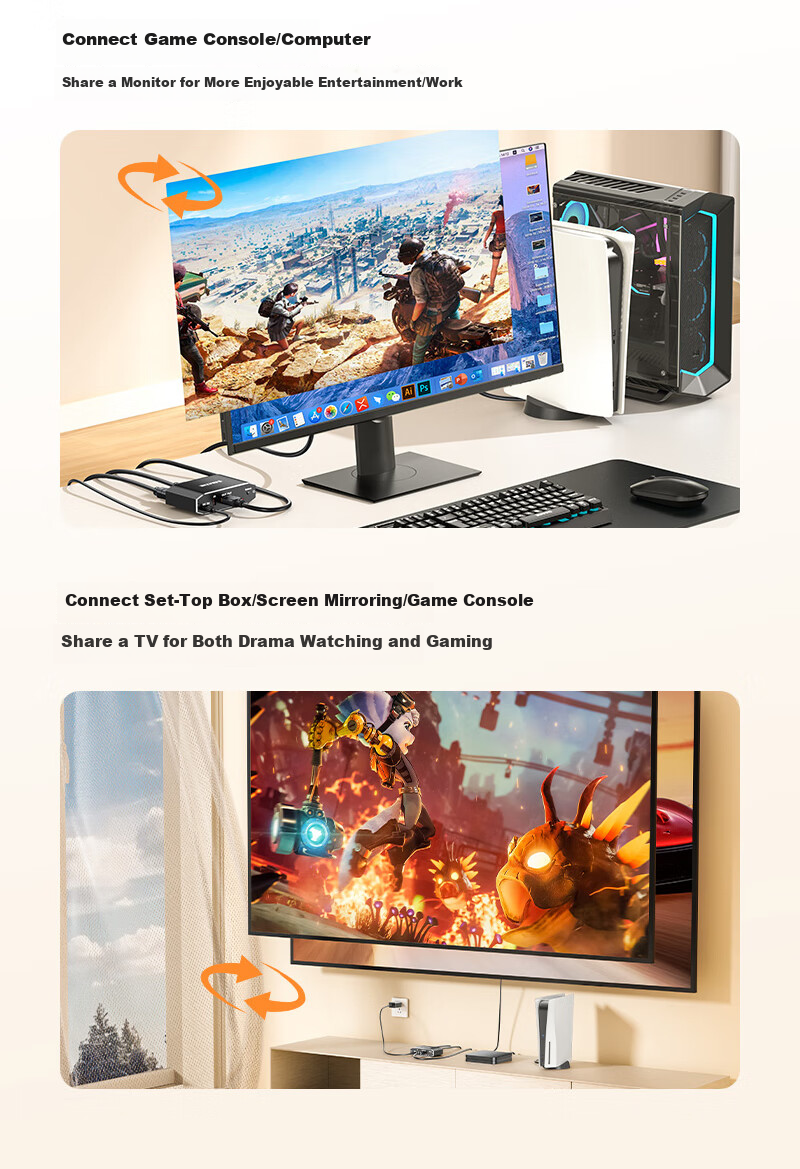 HDMI сплиттер SAMZHE QH31, 3 входа, 1 выход, 4K@60Hz, HD видео, для ноутбука, монитора, ТВ, проектора