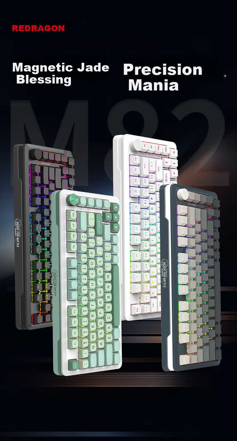 Игровая клавиатура REDRAGON M82 Pro с магнитными переключателями, RT Keyboard, E-Sports Keyboard, кастомизируемая, новый подарок, мятно-зеленый, розовый