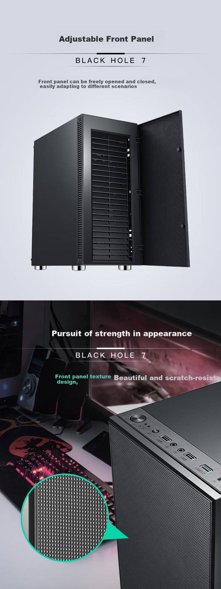Компьютерный корпус SAMA Black Hole 7 ATX Midi-Tower, черный