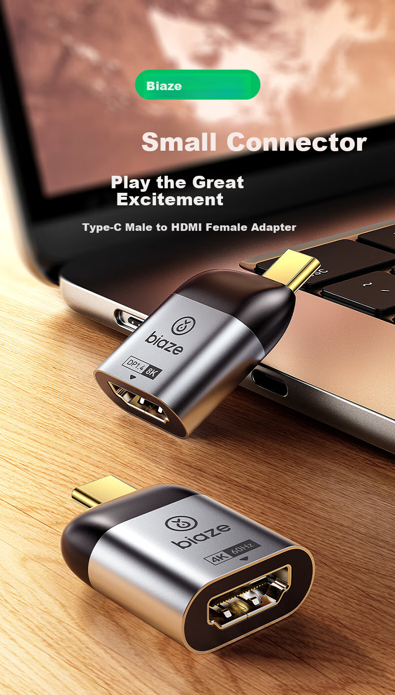 Переходник BIAZE Type-C на HDMI, 4K 60Hz, для Huawei, Apple Mac, подключение к телевизору