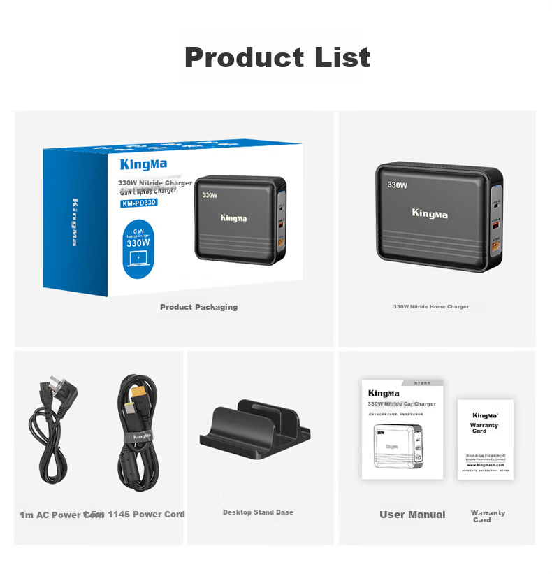 Адаптер питания KingMa GaN 330W, 20V 15A 16.5A, зарядный кабель для ноутбуков Lenovo Legion R9000P Y9000P Y7000P
