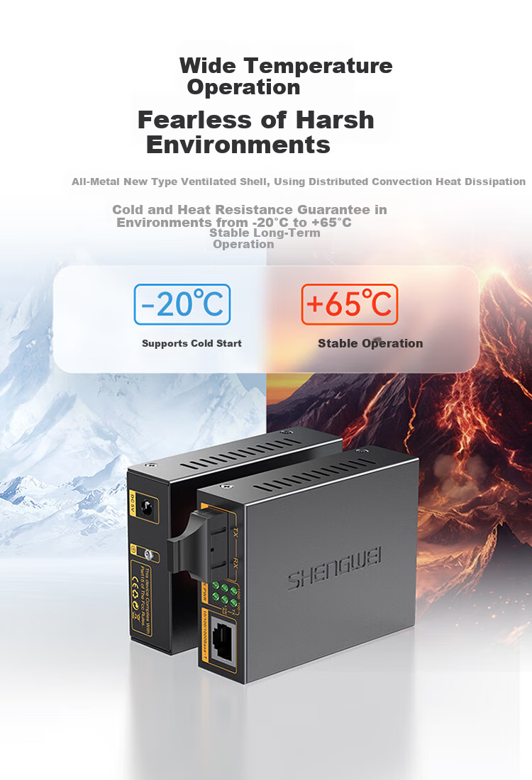 Оптический трансивер Shengwei BGH211AB Gigabit, одномодовый, двухволоконный, конвертер, 1 свет 1 электричество, SC интерфейс 20 км, пара