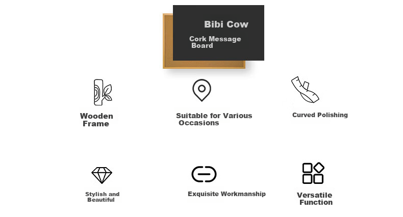 Меловая доска Bibiniu Cork Board Hanging 60*90см, декоративная, для прикалывания, с деревянной рамой, фотостена, доска для заметок, домашняя доска объявлений BBNH6090W