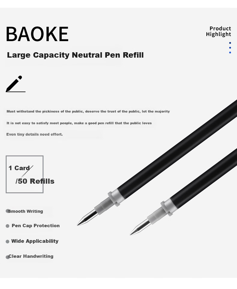 Набор стержней для гелевой ручки BAOKE 50PS050, универсальные, 50 шт., 0.5 мм, черные