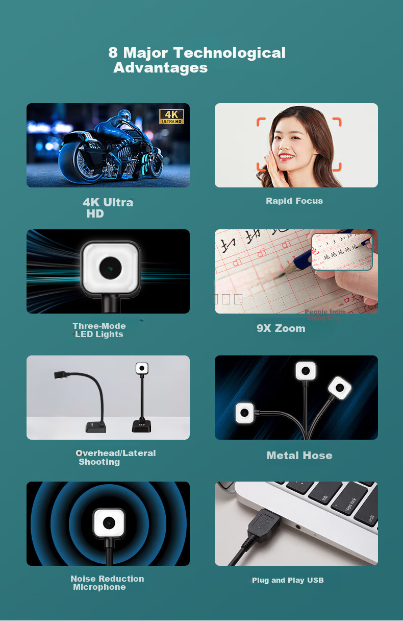 Веб-камера Huiboshi 4K HD с микрофоном, 12MP, для онлайн-уроков, прямых трансляций, видеозвонков, автофокус, USB, удаленное обучение, домашние задания, высокоскоростная камера