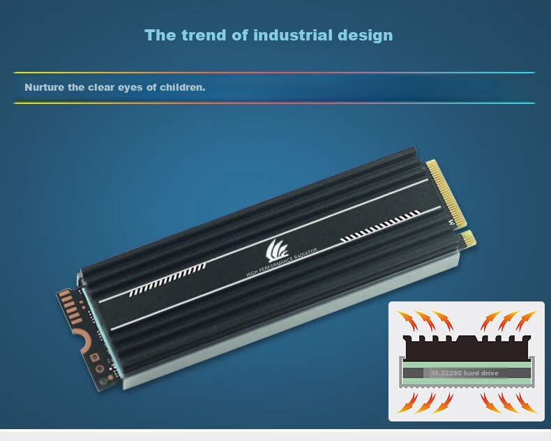 Охладитель для M.2 NVMe SSD LinkStone, алюминиевый радиатор с двойным охлаждением, 7 мм, Kuoling007