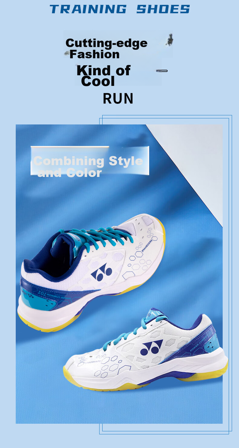 Кроссовки для бадминтона YONEX SHB101CR, мужские и женские, с амортизацией Power Cushion, для начинающих, размер 43, белый/синий