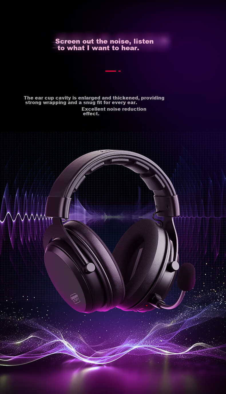 CHERRY H3W Беспроводные игровые наушники с микрофоном, накладные, Bluetooth 5.1, 2.4 ГГц, 325 г