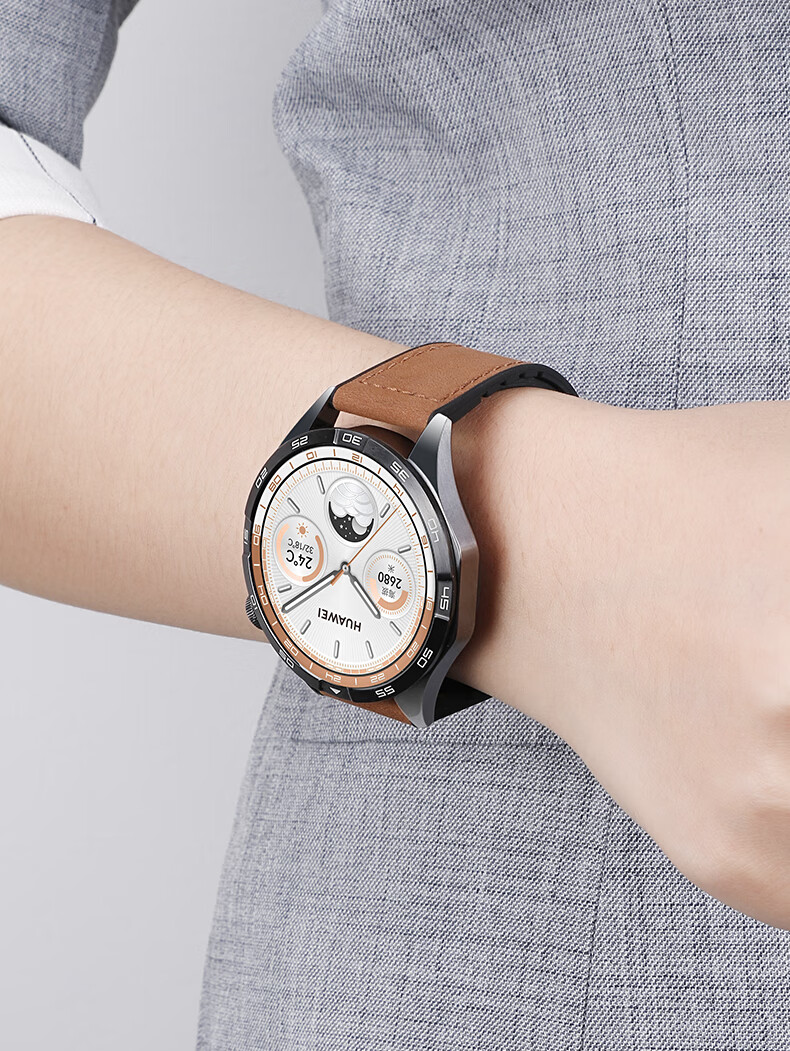 Ремешок Weiqiantu для Huawei GT6/GT5/5 Pro/Watch 5/4/4 Pro/3/3 Pro/2, 46/48 мм, классический 22 мм, натуральная кожа, коралловый
