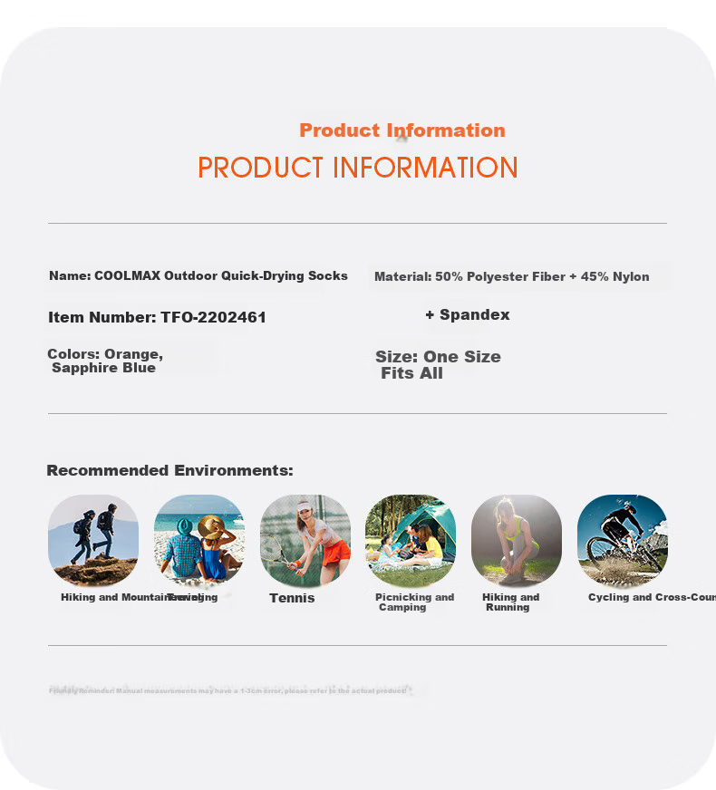 Спортивные носки TFO DuPont Coolmax, мужские, оранжевые, размер L