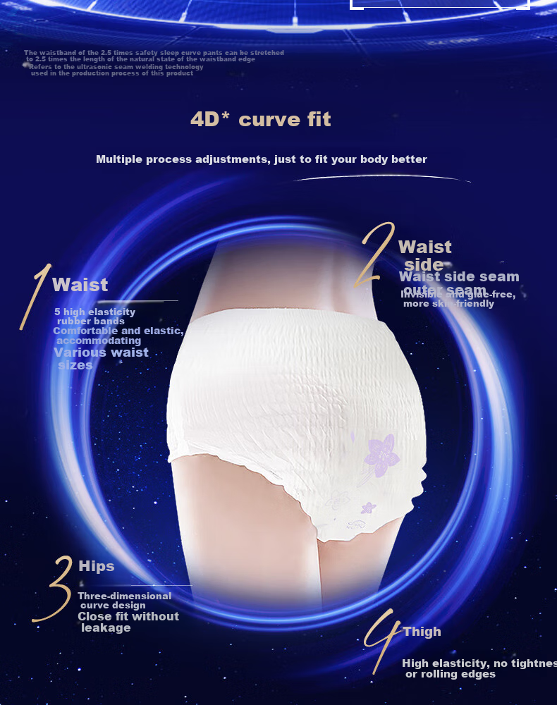 Гигиенические трусики ABC Sleep Curve Panties, дышащие, размер XL, 5 шт.
