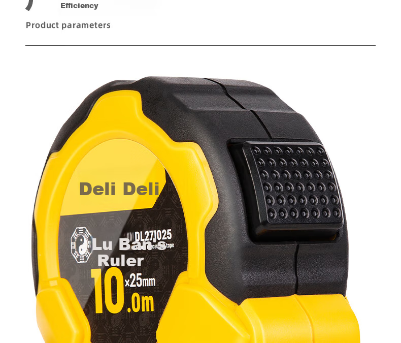 Рулетка Deli 10м х 25мм, с автоблокировкой, обрезиненная, высокоточная, строительная, фэншуй