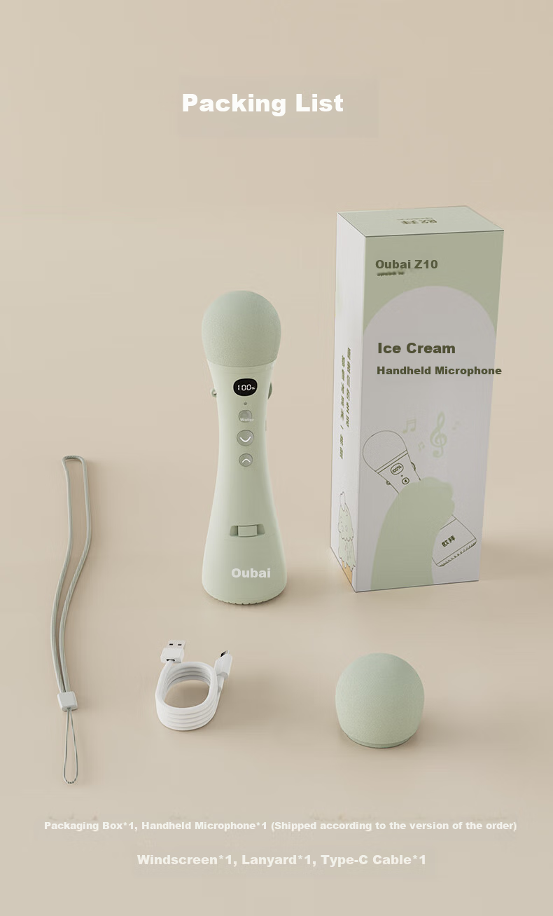 Беспроводной микрофон Oubai Z10 Mint Green, портативный, для учителей, туров, караоке, выступлений, с функцией перелистывания страниц