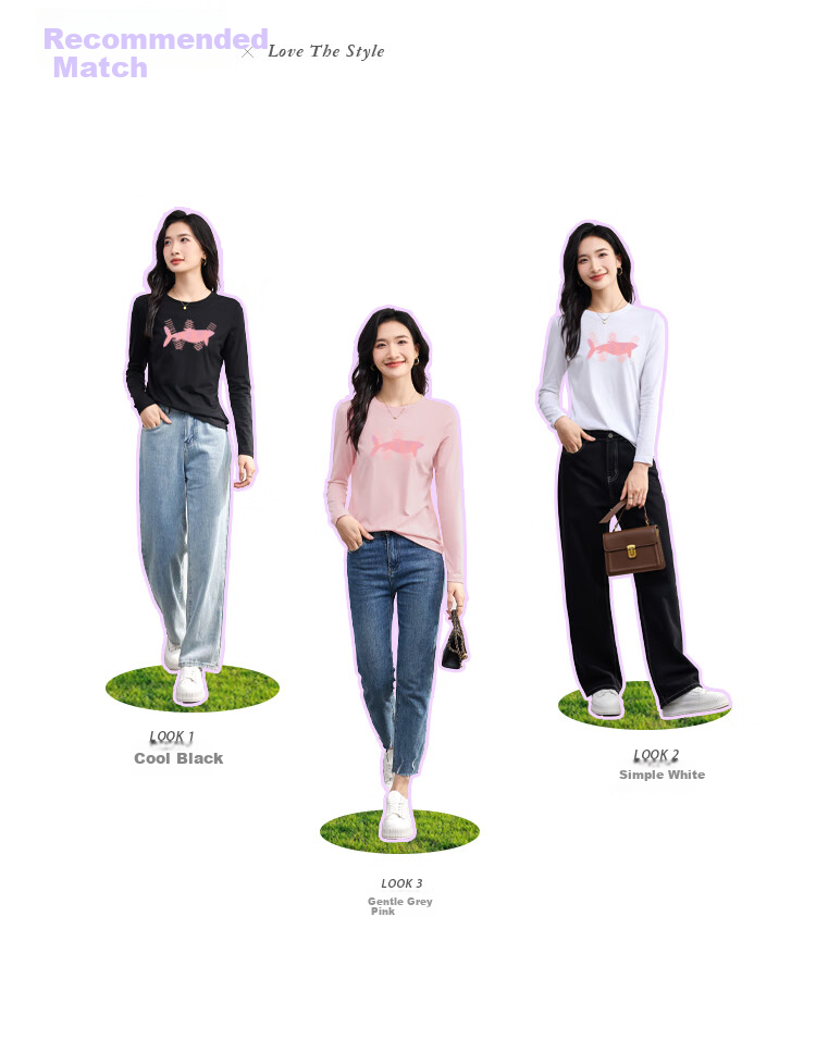Женская футболка с длинным рукавом JEANSWEST, осень 2025, из чистого хлопка, универсальная, с круглым вырезом, серо-розовая, размер 2XL