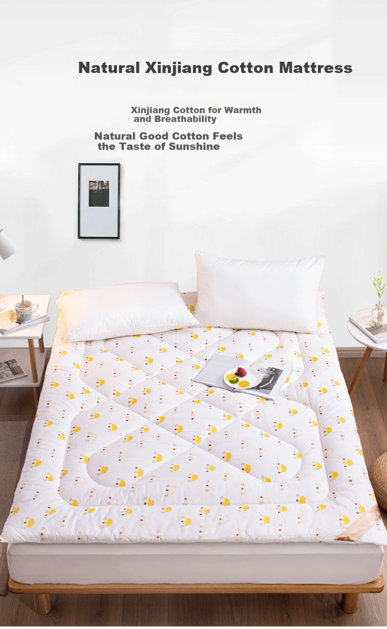 Наматрасник Yunjin Cotton Mattress Pad, 120x200 см, 4 Цзинь (2 кг), рисунок "Маленькая корона", чистое хлопок