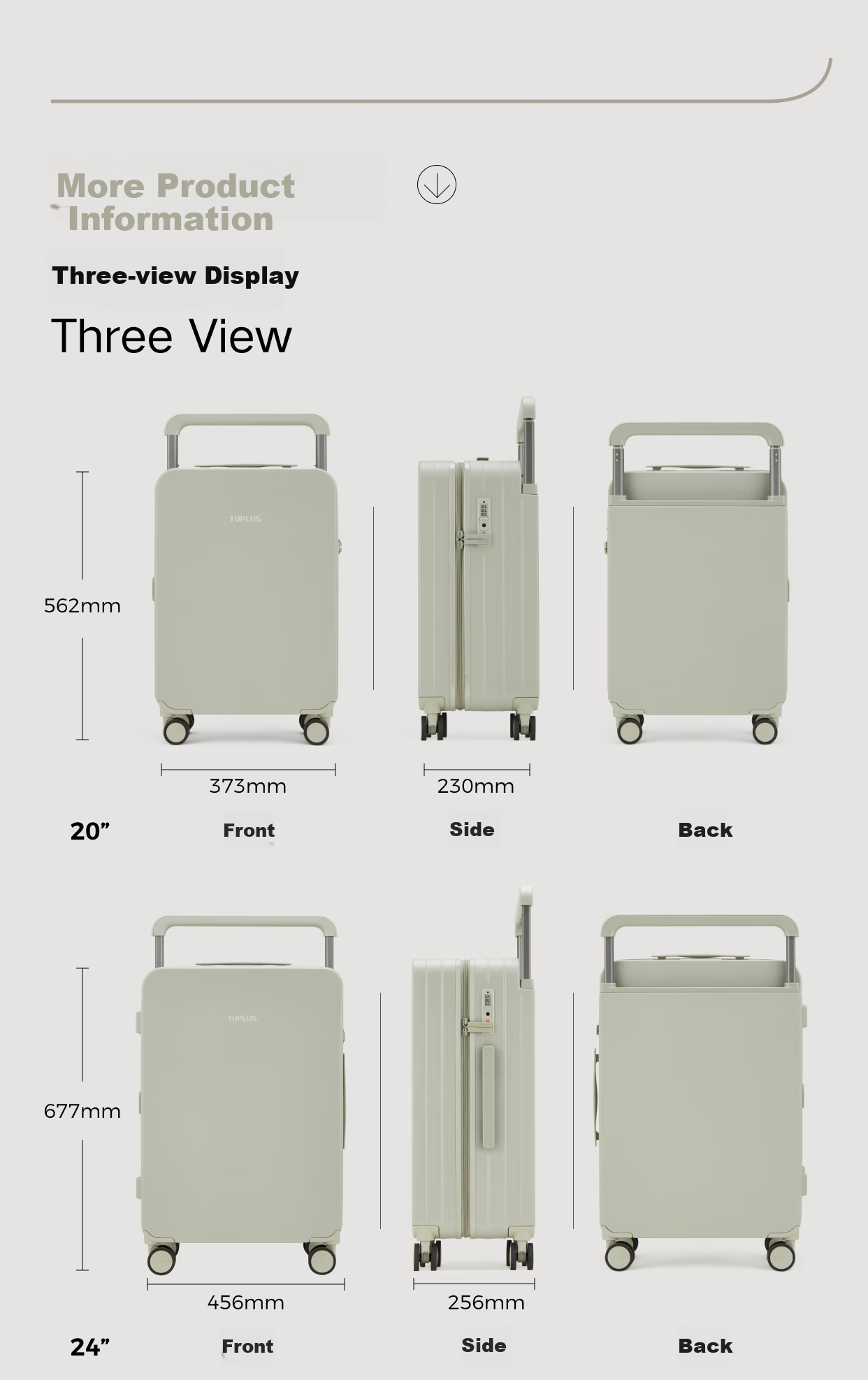 Чемодан TUPLUS Classic Impression Luggage, задняя ручка, большой вместимости, цвет "Водяная лилия", 24 дюйма