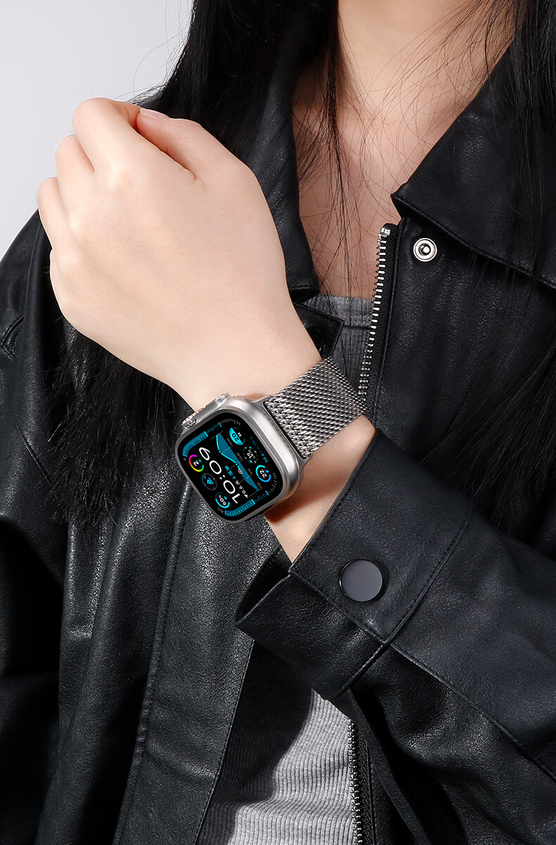 Ремешок BHO для Apple Watch Milanese Loop из титана с парашютной застежкой, совместим с моделями S11/Ultra3, S10/9/8/7/SE3