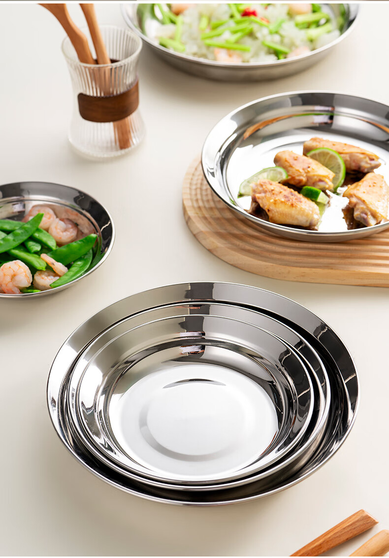 Тарелка Onlycook из нержавеющей стали 316, обеденная тарелка пищевого качества, поднос для приготовления пищи, круглая сервировочная тарелка, 18 см