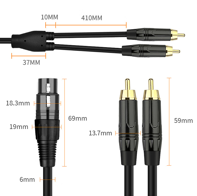 Кабель Yeren Kano от материнской платы к Dual XLR, 1 в 2, левый и правый каналы, для прямой трансляции, микрофонный кабель, звуковая карта, микшер, динамик, сбалансированный соединительный кабель, 2 метра YR-YP96