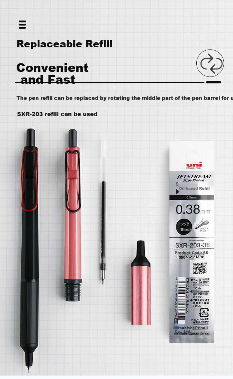 Шариковая ручка Uni Mitsubishi (Uni) SXN-1003-38, 0.38 мм, синий корпус, черный стержень, для офиса и бизнеса