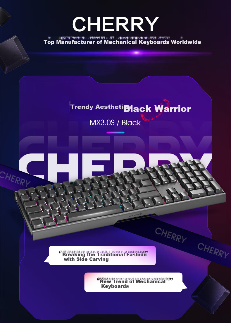 Механическая клавиатура CHERRY MX3.0S, игровая, офисная, проводная, 108 клавиш, алюминиевый корпус, белая