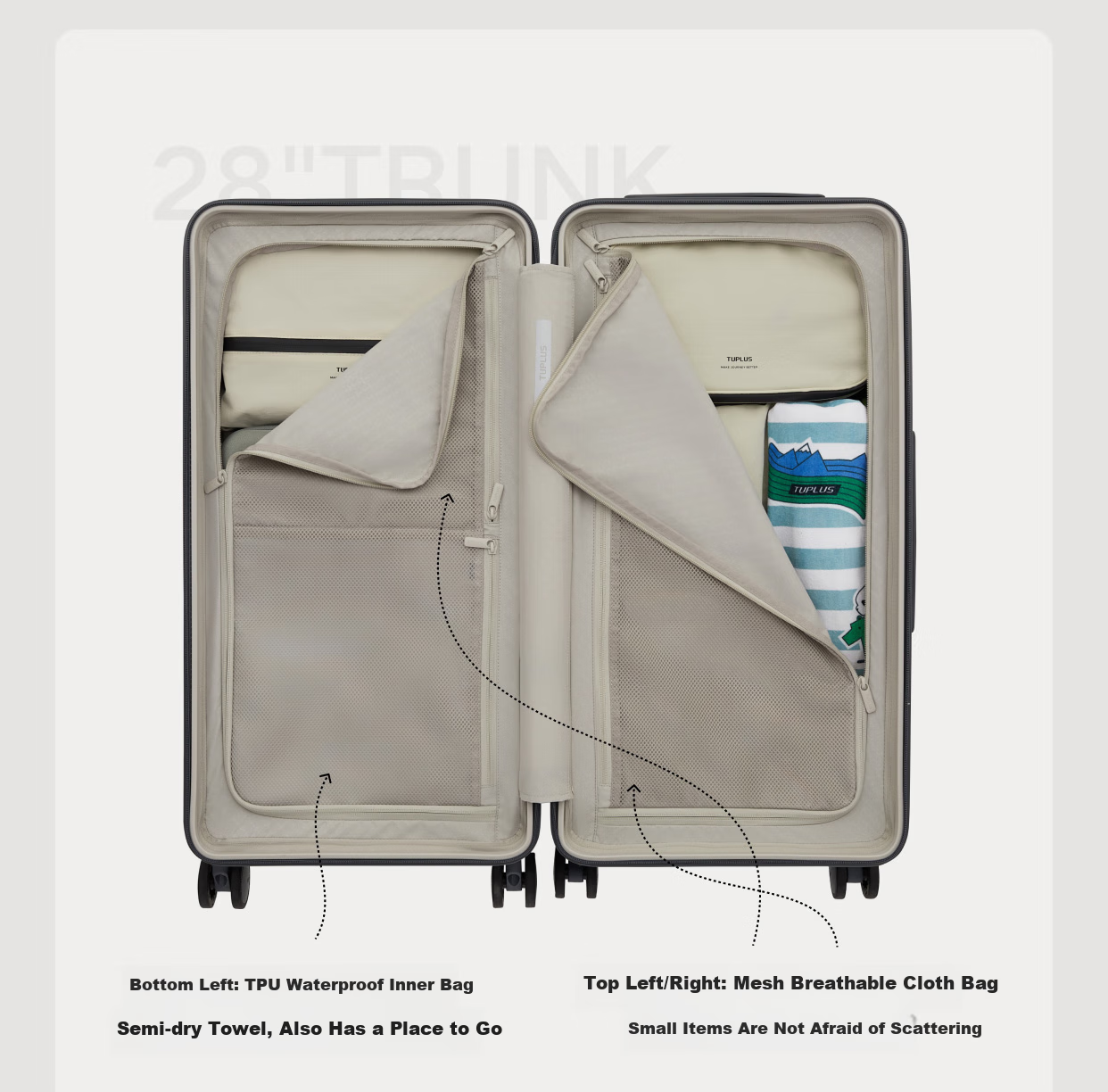 Чемодан TUPLUS Classic Impression Luggage, задняя ручка, большой вместимости, цвет "Водяная лилия", 24 дюйма