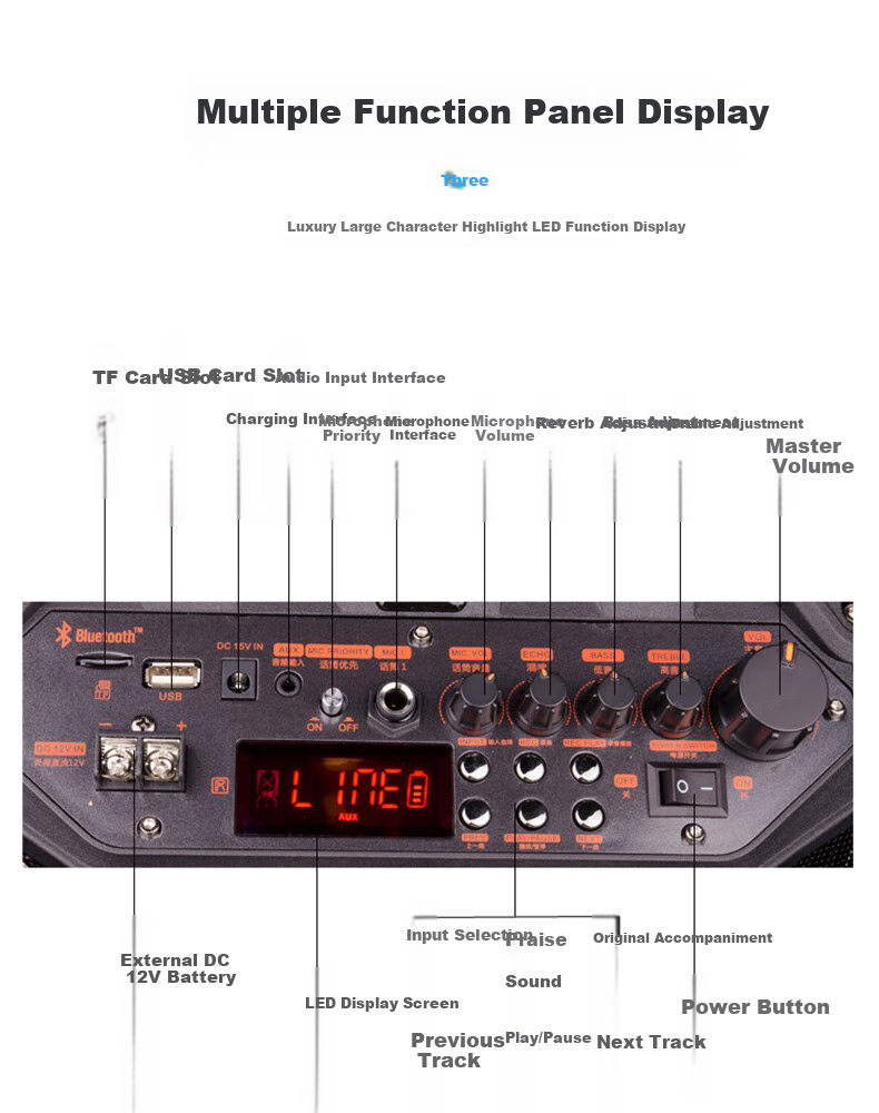 Портативная колонка Beid BD-0862 с Bluetooth, караоке, 8 дюймов, 2 микрофона