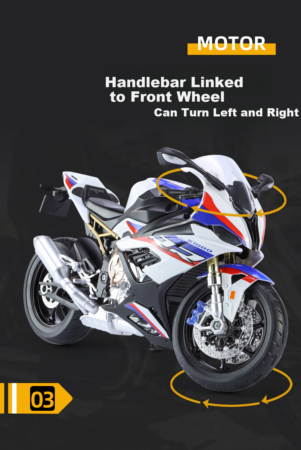 Модель мотоцикла Chiyumoxing 1:9, BMW S1000RR, литая модель из сплава, игрушечный мотоцикл для мальчиков, подарок на День святого Валентина