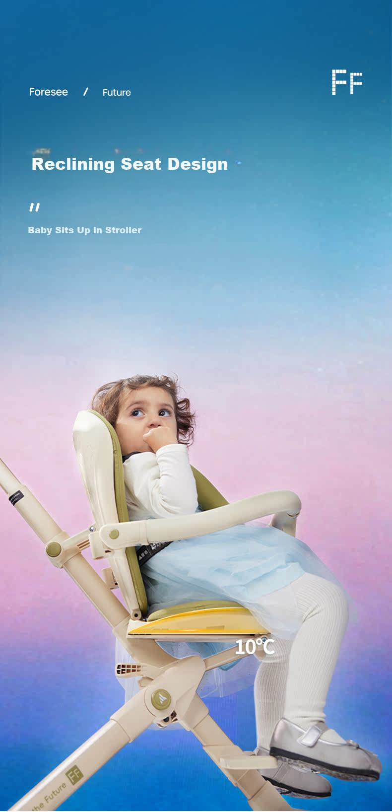 Детский электромобиль FF Baby Stroller с регулируемым сиденьем, легкая складная коляска для младенцев и детей младшего возраста, дизайн с высоким ландшафтом и амортизацией