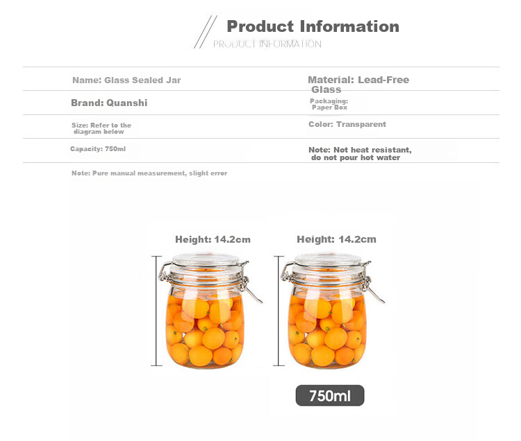 Набор из двух стеклянных банок Quanshi для хранения продуктов, 750 мл, прозрачные, герметичные, для меда, лимона, солений