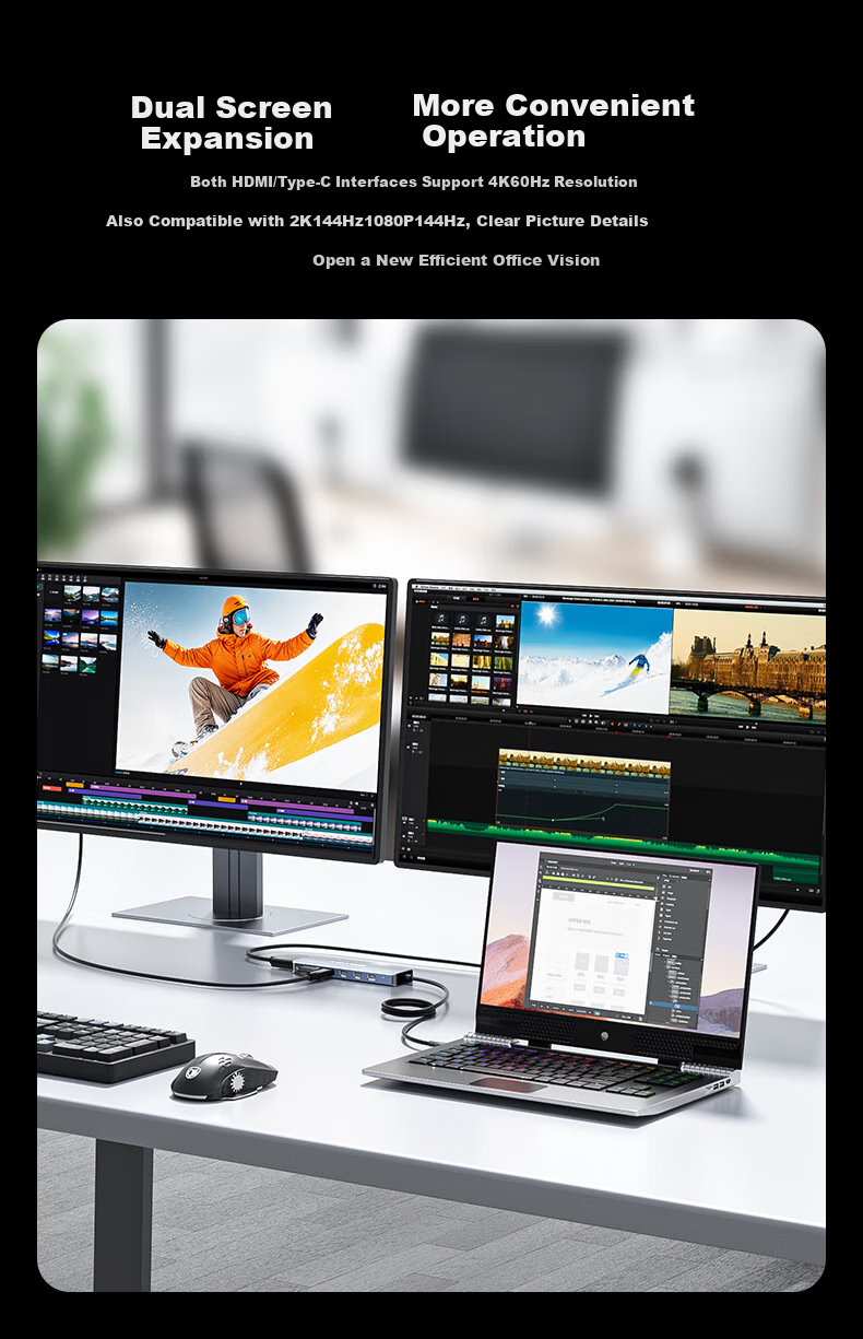 JD Адаптер-хаб Acasis HB-0101 Type-C, 6-в-1, USB-C, HDMI 4K@60Hz, 10Gbps, 100W PD, алюминиевый сплав, серебристый