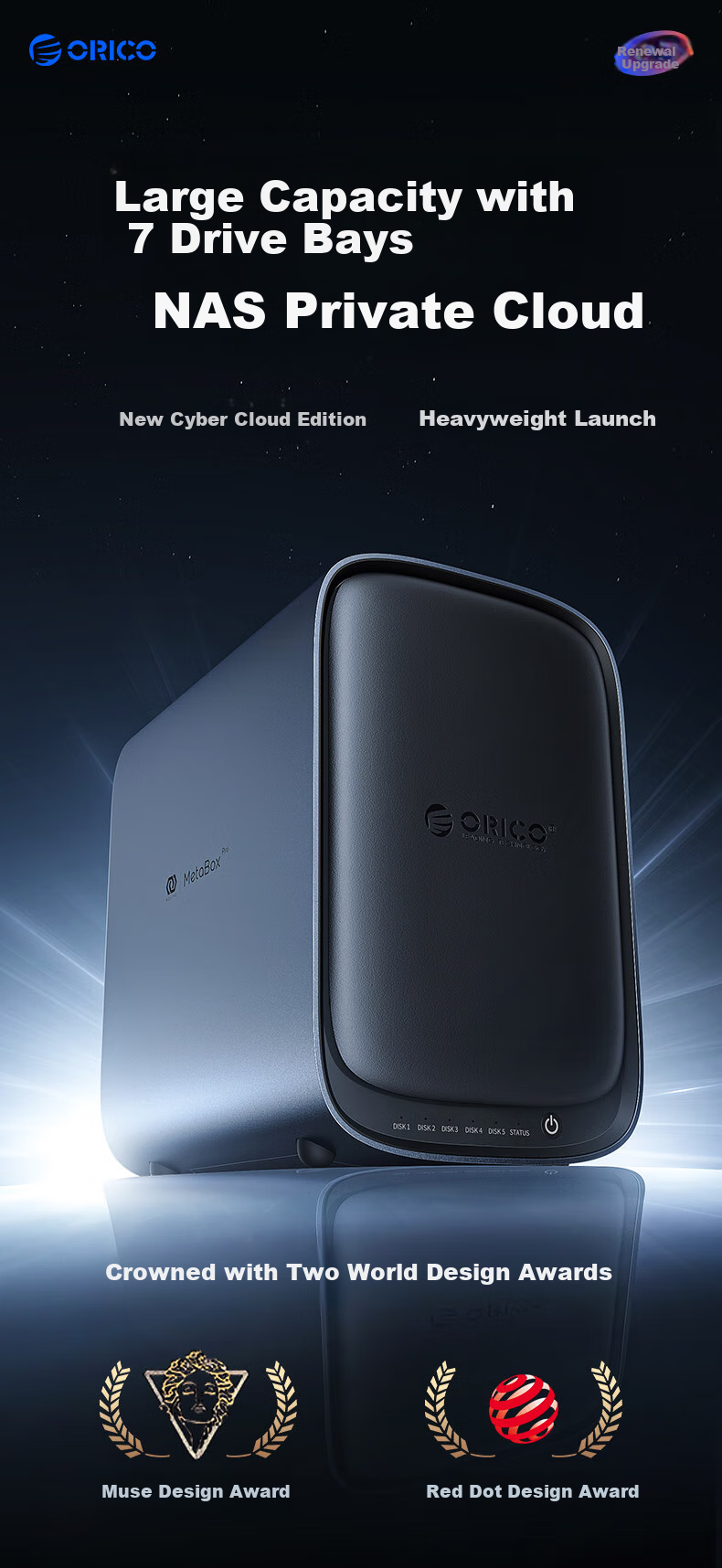 ORICO HS500-Pro 8GB Версия, 5-дисковый NAS сетевое хранилище, персональное облачное хранилище AI для дома, сервер для жесткого диска, умный фотоальбом, расширение для телефона, ПК, планшета