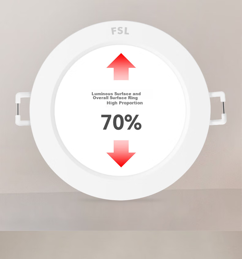 Ультратонкий светодиодный встраиваемый светильник FSL Lejia Series, 6 Вт, 6000K, вырез 95-100 мм, холодный белый
