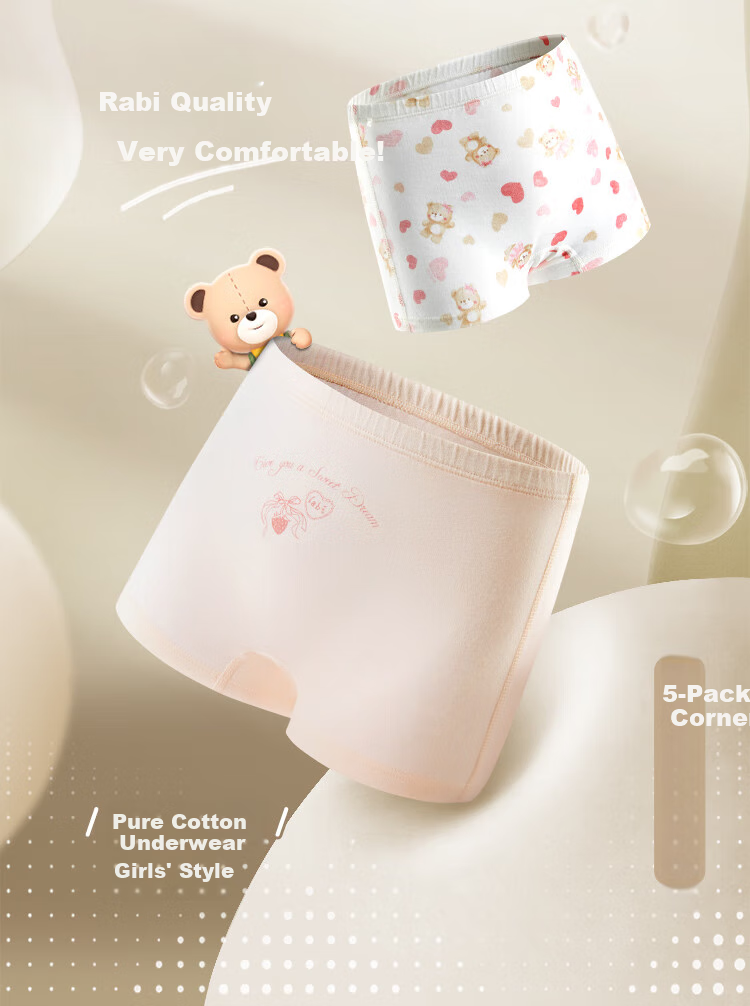 Трусы-боксеры Labi Baby для девочек, хлопковые, всесезонные, для детей и подростков, 5 шт. в специальных цветах (100)