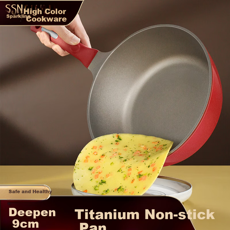 Сковорода SSN Titanium Non-Stick Wok, глубокая, с титановым антипригарным покрытием, подходит для индукционных и газовых плит, кухонная утварь, 26 см