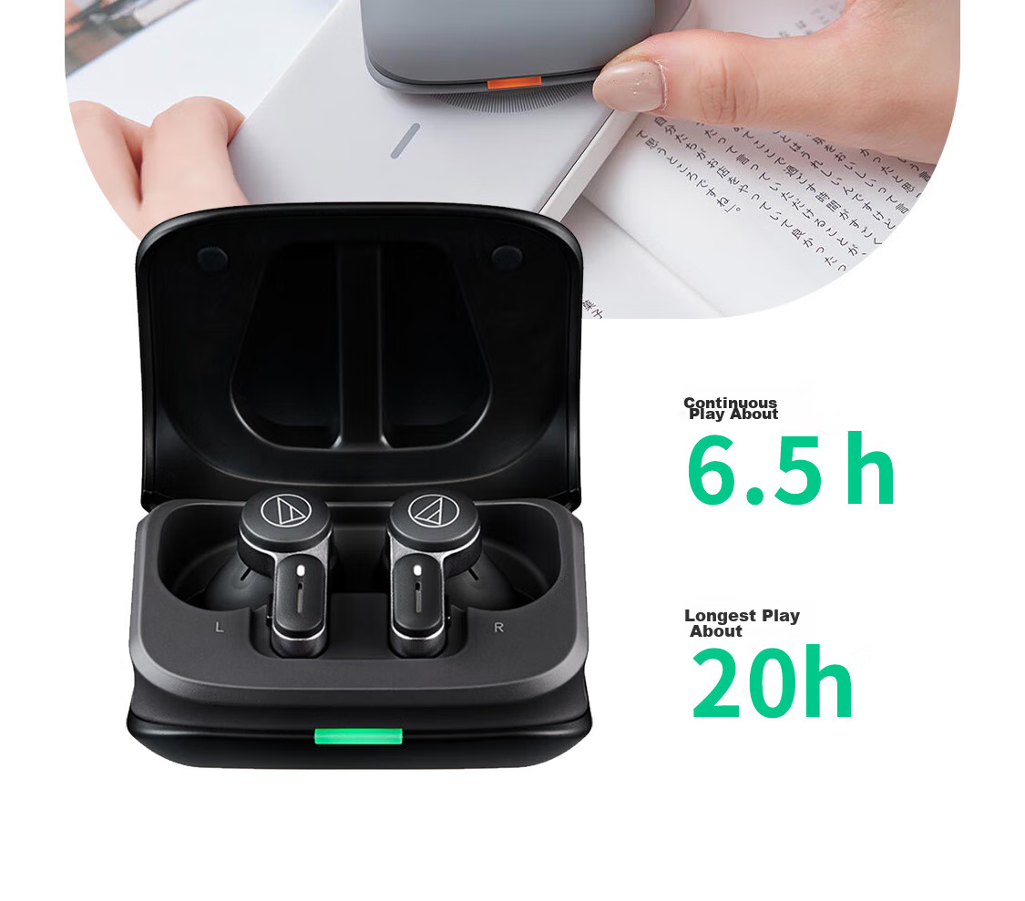 Беспроводные наушники Audio-Technica ATH-TWX7, True Wireless, с активным шумоподавлением, вкладыши, длительное время работы, черный