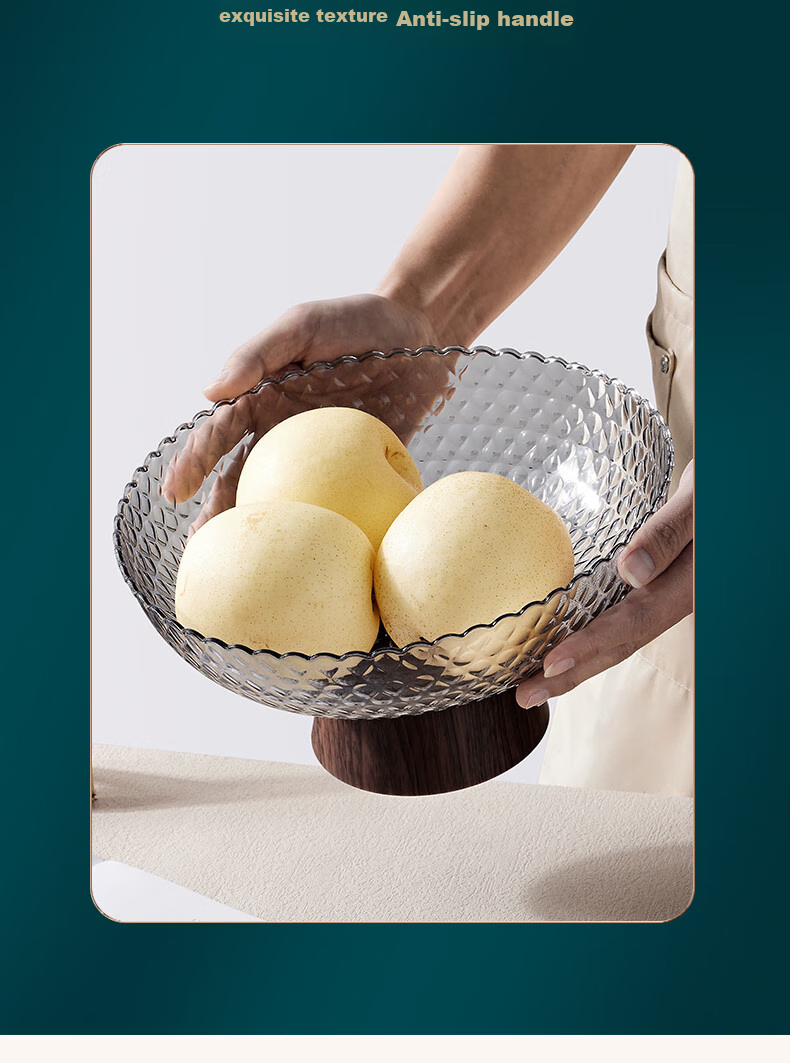Фруктовница BJ, поднос для закусок, для дома, гостиной, для сухофруктов, орехов, с высокой ножкой, прозрачная черная