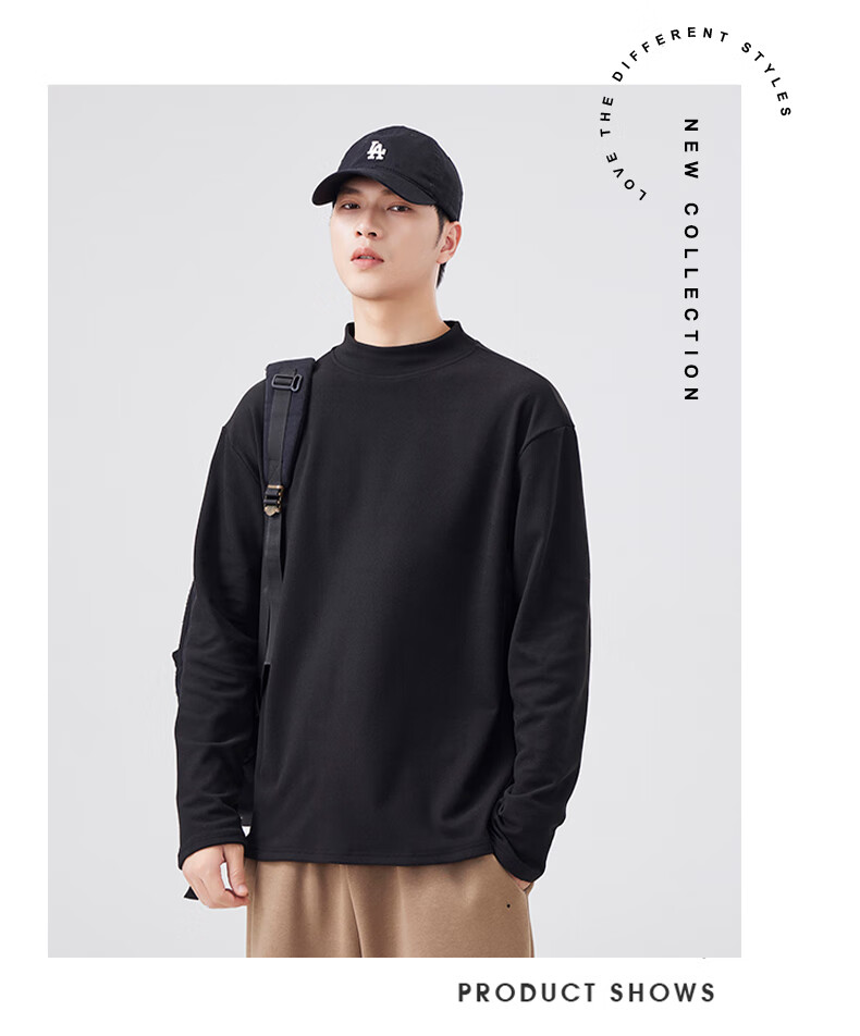 Мужская термофутболка Jeanswest с полуворотником, плотная база, длинный рукав, черный, размер XL