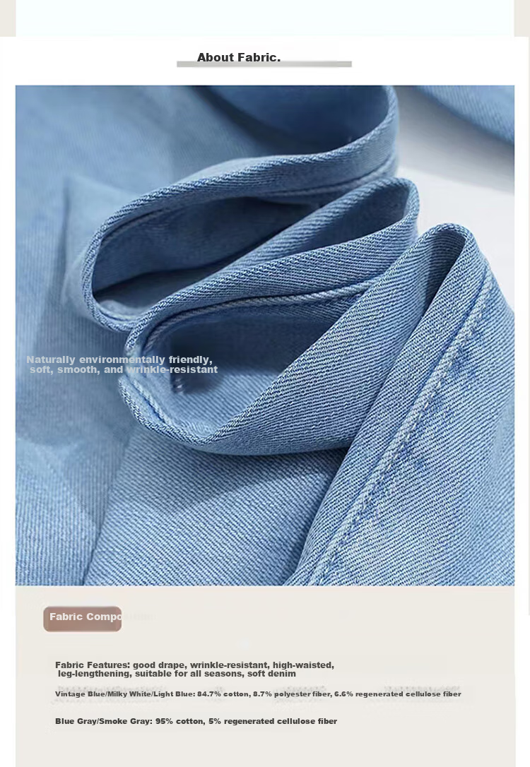 Джинсы Jeanswest Женские, Осенние Свободные Широкие Брюки, Модный Корейский Стиль, Прямые Брюки для Миниатюрных, Простой Дымчато-серый, Размер L