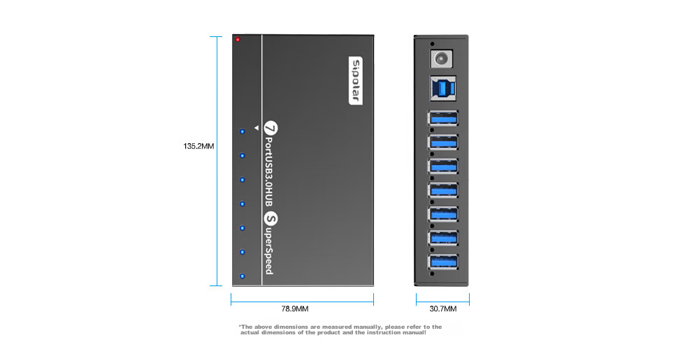 USB 3.0 концентратор SIPOLAR A-173, 7 портов, 1.4 метра, с блоком питания